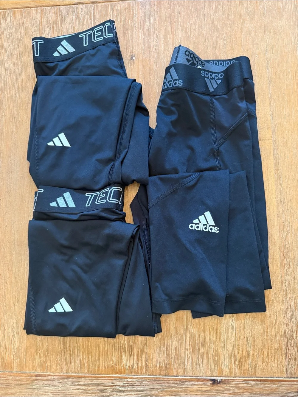 adidas Kids Black Performance Leggings Trio- Logo Waistbands